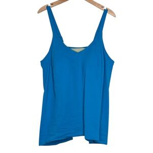 D & Co Beach Swim Top Tankini‎ Women's Plus Size 20W Blue Adjustable Straps